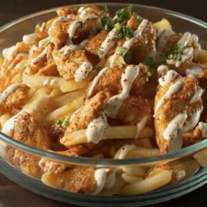 Loaded fries with chicken